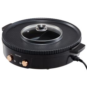 VEVOR Hot Pot with Grill, 1800W 2-in-1 Electric Smokeless Grill and Hot Pot, Korean BBQ Shabu Shabu Hotpot with Separate Dual Temperature Control