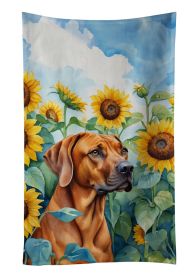 Rhodesian Ridgeback in Sunflowers Kitchen Towel Dish Cloths Guest Hand Towel Decorative Bathroom Towel for Face,Tea, Dishcloth, Kitchen and Bath