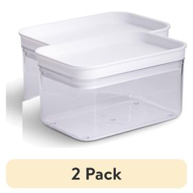 (2 pack) Rectangular Plastic Food Storage Canister - Small - 6.61" x 4.24" x 3.64"