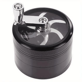 Herb Grinder Spice Herbal Metal Crusher Handle Hand Muller (Color: Black)