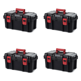 16-inch Toolbox, Plastic Tool and Hardware Storage, Black (Color: 4 Pack)