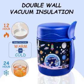 Insulated Lunch Boxes, Insulated lunch box for kids, Double Wall Vacuum Insulation & Exquisite 3D Pattern Design, For School Or Office, Christmas (BWB-4K: Blue-Space World)
