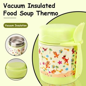 Insulated Lunch Boxes, Insulated lunch box for kids, Double Wall Vacuum Insulation & Exquisite 3D Pattern Design, For School Or Office, Christmas (BWB-4K: Light green-Happy Beach)